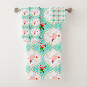 Père Noël Christmas Pickleball Ogee Motif Round