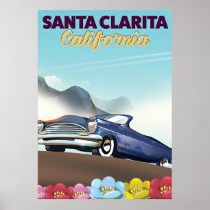 Père Noël Clarita, affiche de voyage en Californie