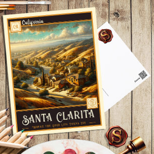 Père Noël Clarita, Californie   Carte postale Vint