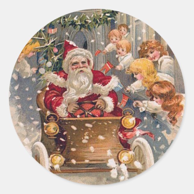 Père Noël conduit une voiture de course Stickers (Devant)