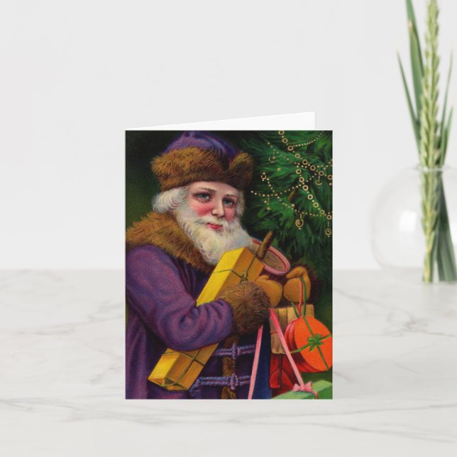 Père Noël dans la carte de note violette (Devant)