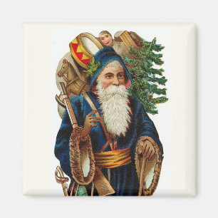 père Noël dans le aimant Vintage bleu