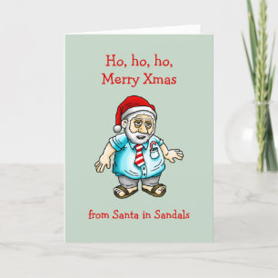 Père Noël dans les sandales Carte de Noël