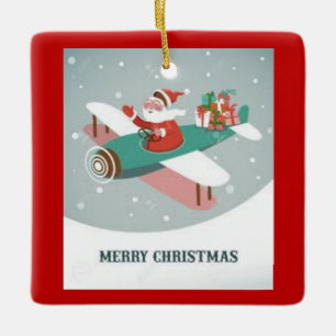 Père Noël dans un ornement de Noël dans un avion