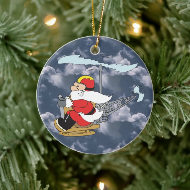 Père Noël dans un ornement d'hélicoptère (Arbre)