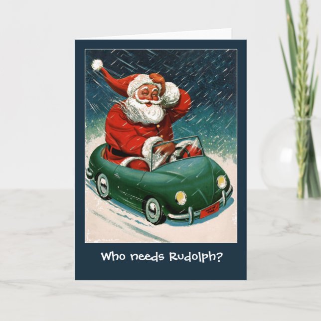Père Noël dans une carte de Noël de voiture de (Devant)