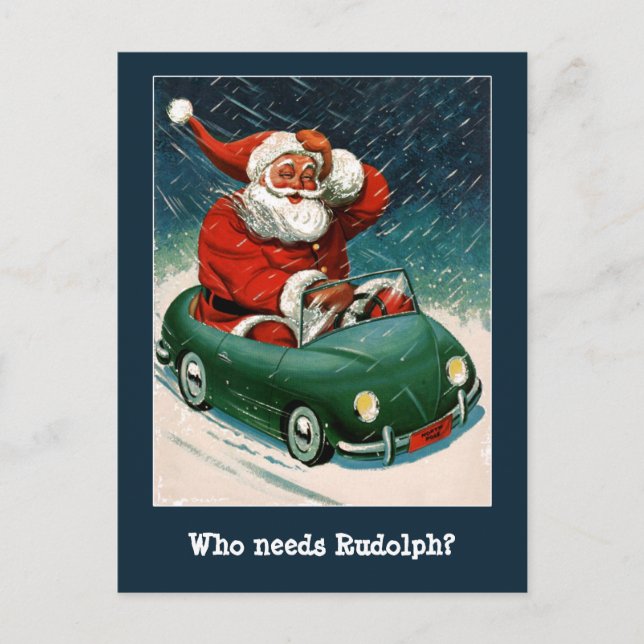 Père Noël dans une carte de Noël voiture de sport (Devant)