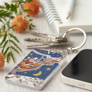 Père Noël de Noël vintage avec rennes volants