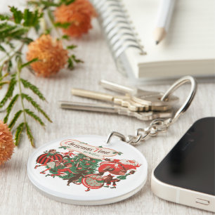 Père Noël de Noël vintage et enfants dansants