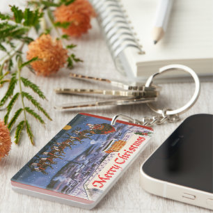 Père Noël de Noël vintage volant son traîneau