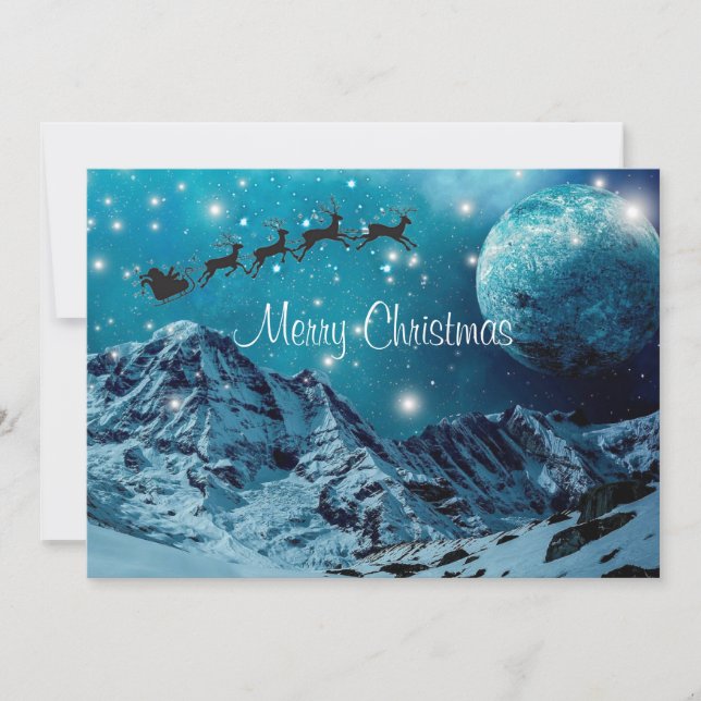 Père Noël de Noël volant dans le ciel Carte de vac (Devant)