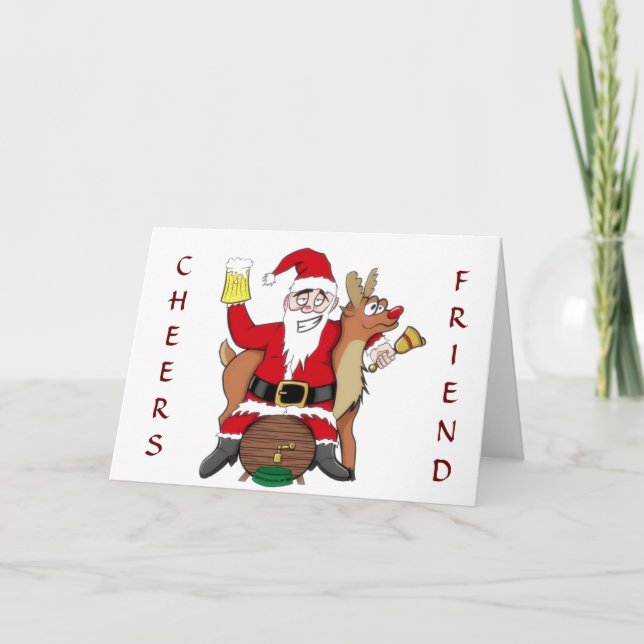 PÈRE NOËL DIT **CHEERS AMI** CARTE "NOËL" (Devant)