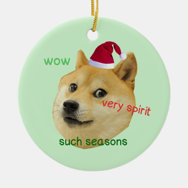 Père Noël Doge Doge Mème Drôle - Ornement Cercle (Devant)