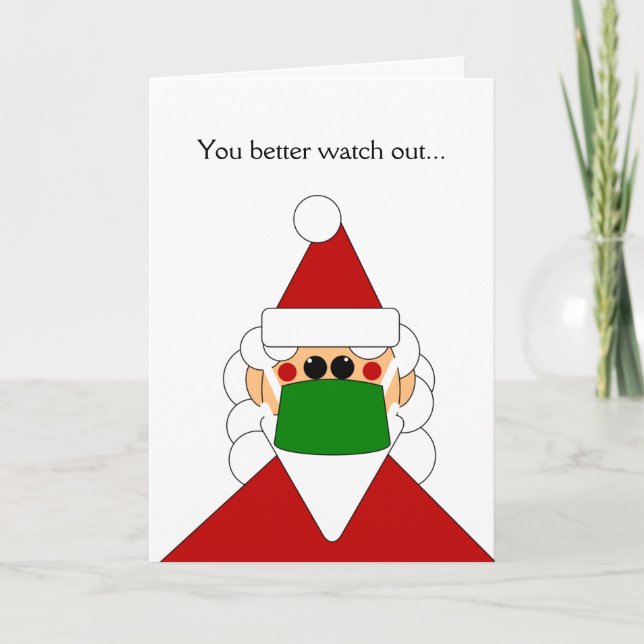 Père Noël Drôle Avec Masque Carte de Noël Personna (Devant)