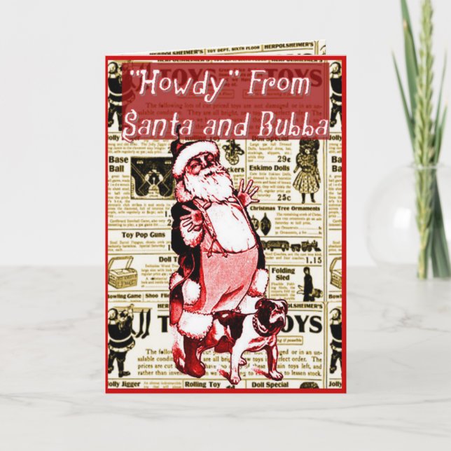 Père Noël drôle et sa carte de Noël de chien (Devant)