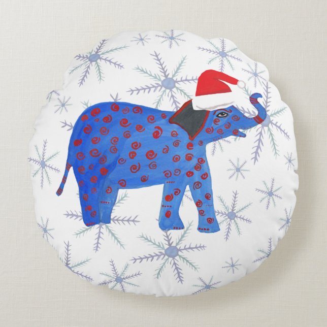 Père Noël ElephantArrondi coussin jetable (Devant)