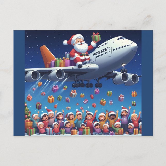 Père Noël en train de monter sur carte postale jum (Devant)