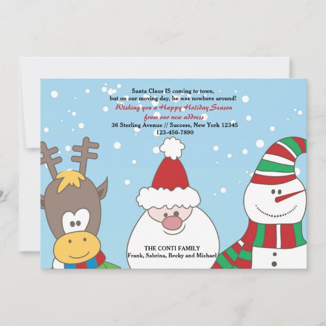Père Noël et amis Faire-part de déménagement (Devant)