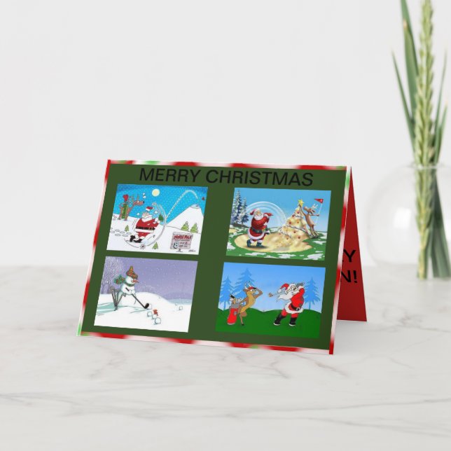 Père Noël et amis jouant au golf sur une carte de (Devant)