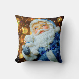 Père Noël et bébé Polar Bear Coussin de vacances