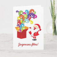 Père Noël et boîte de cadeaux cartes