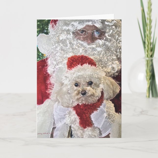 Père Noël et carte de caniche (Devant)