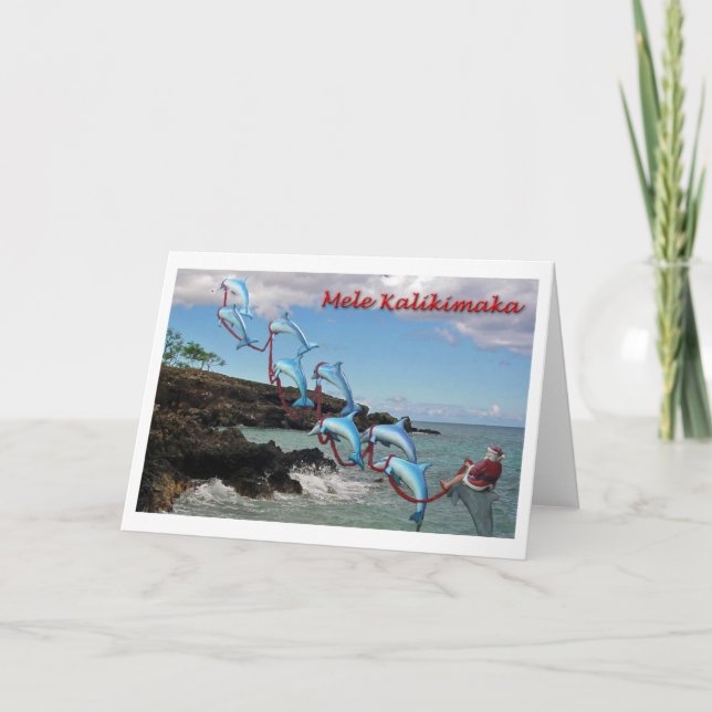 Père Noël et carte de Mele Kalikimaka de dauphins (Devant)