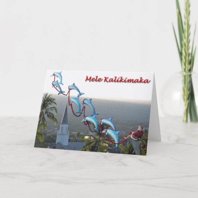 Père Noël et carte de Mele Kalikimaka de dauphins (Devant)