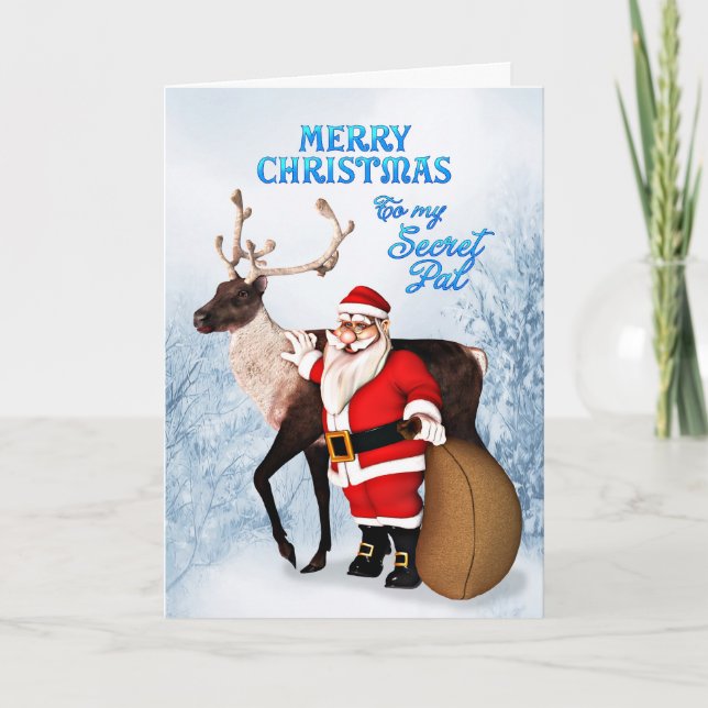Père Noël et carte de Noël des rennes pour le secr (Devant)