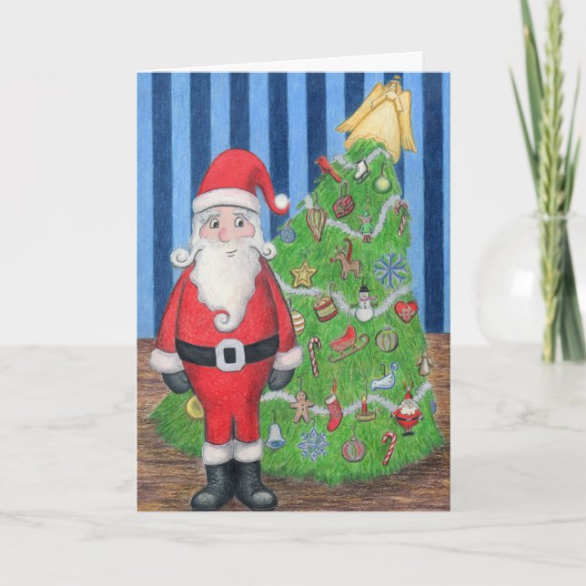 Père Noël et carte de voeux d'arbre de Noël (Devant)