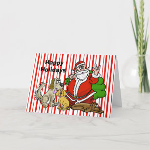 Père Noël et Chiens ASL Carte de Noël