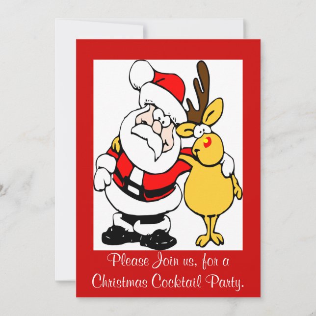 Père Noël et invitation de fête de Noël de Rudolph (Devant)