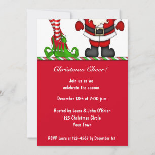Père Noël et invitation de fête de vacances d'Elf