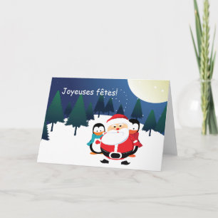 Père Noël et Manchot  Santa Claus cartes Holiday Card