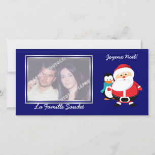 Père Noël et Manchot  Santa Claus cartes photo Holiday Card