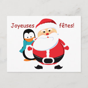 Père Noël et Manchot Santa Claus cartes postales Holiday Postcard
