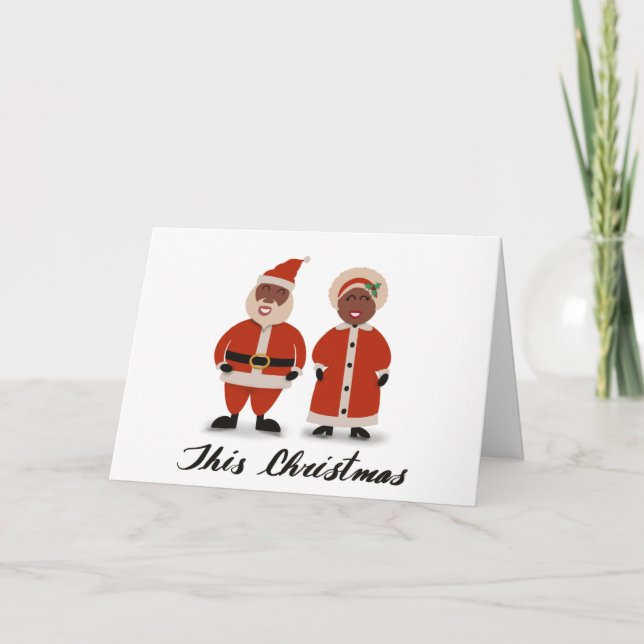 Père Noël et Mme Claus Carte de Noël Black Père No (Devant)