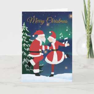 Père Noël et Mme Claus dansent - Carte d'amusement