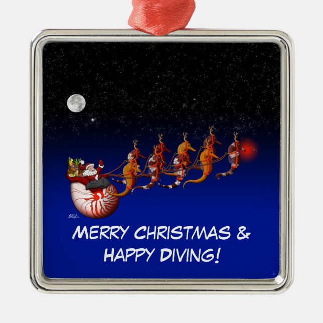 Père Noël et ornement de Sleigh d'hippocampe (Devant)