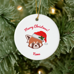 "Père Noël et Panda rouge de Noël" Ornement de Noë