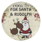 père Noël et plat de biscuit de Rudolph