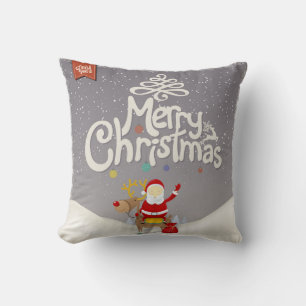 Père Noël et Reindeer Coussin de Noël