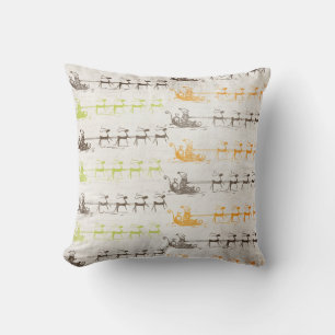 Père Noël et Reindeer Coussin de vacances Vintage