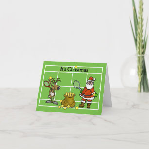 Père Noël et Renne Carte de Noël drôle de tennis