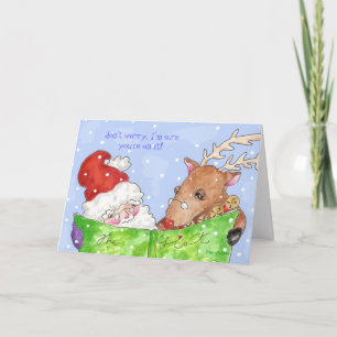 Père Noël et Rudolf avec carte de liste