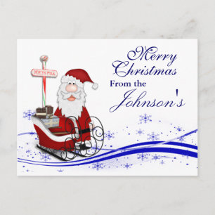 Père Noël et sa carte de voeux de Noël Sleigh