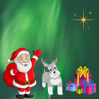 PÈRE NOËL ET SCHNAUZER CARTE DE NOËL PERSONNALISÉE