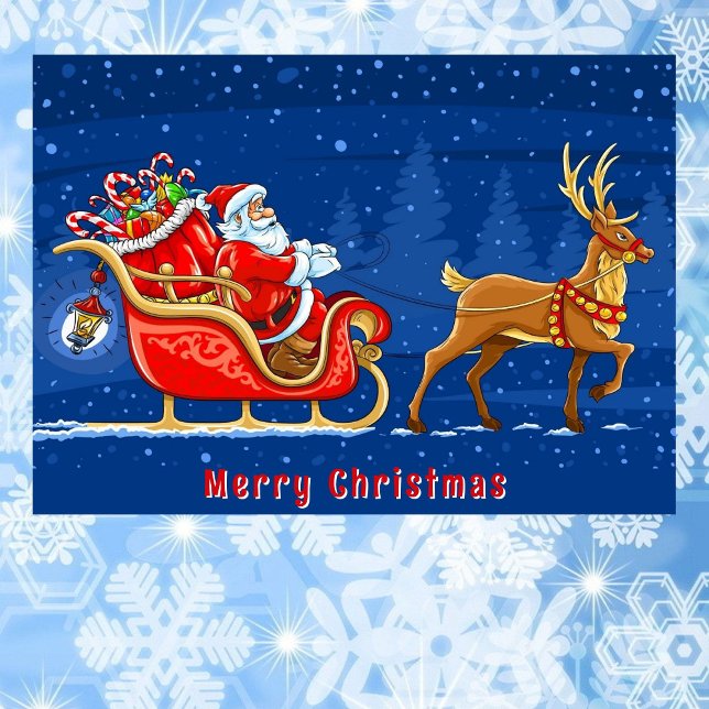 Père Noël et Sleigh Ajouter une carte de Noël magn (Créateur téléchargé)
