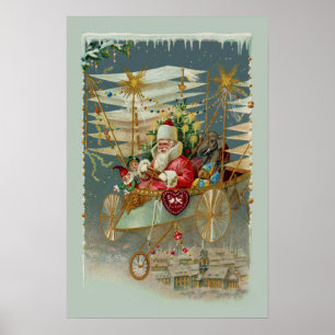 Père Noël et son affiche Extraordinaire de la mach