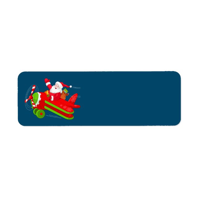 Père Noël Étiquettes de adresse d'avion volant (Devant)